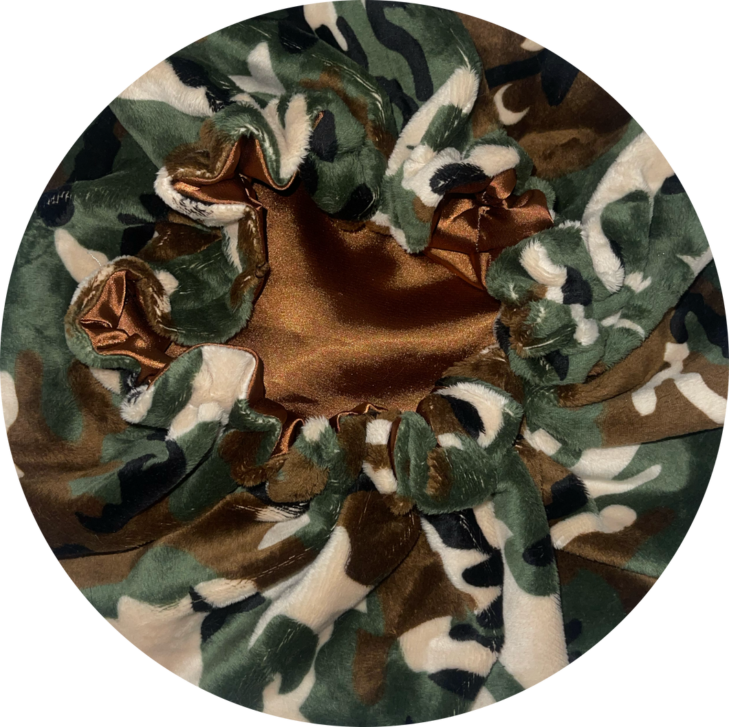 Green & Brown SBB Camo Velvet Bonnet